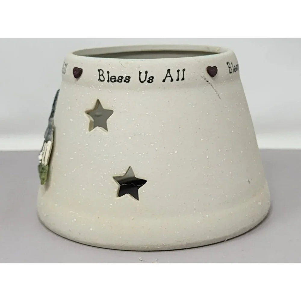 Bless Us All CMI Henton Ceramic Candle Holder‎ Shade Star Cutouts Cottage Design